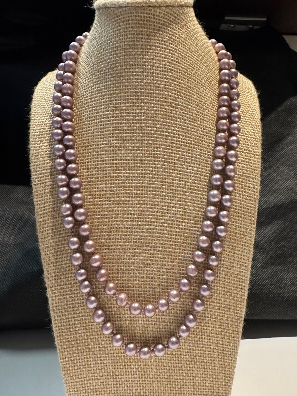Vintage Lavender faux Pearl Double-Strand Necklace - Women Jewelry